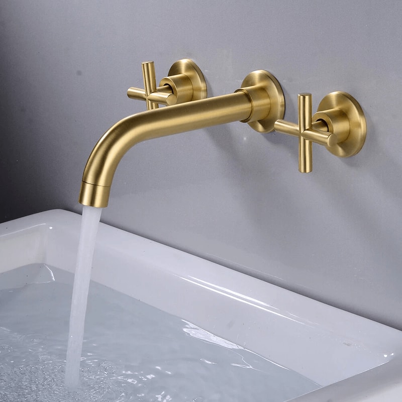 Brass Waterfall Bathroom Faucet Handle Wall Mount Sink Mixer Tap 0