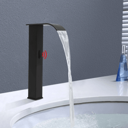 sensor faucet black with modern design and temperature-regulating valve for kitchens