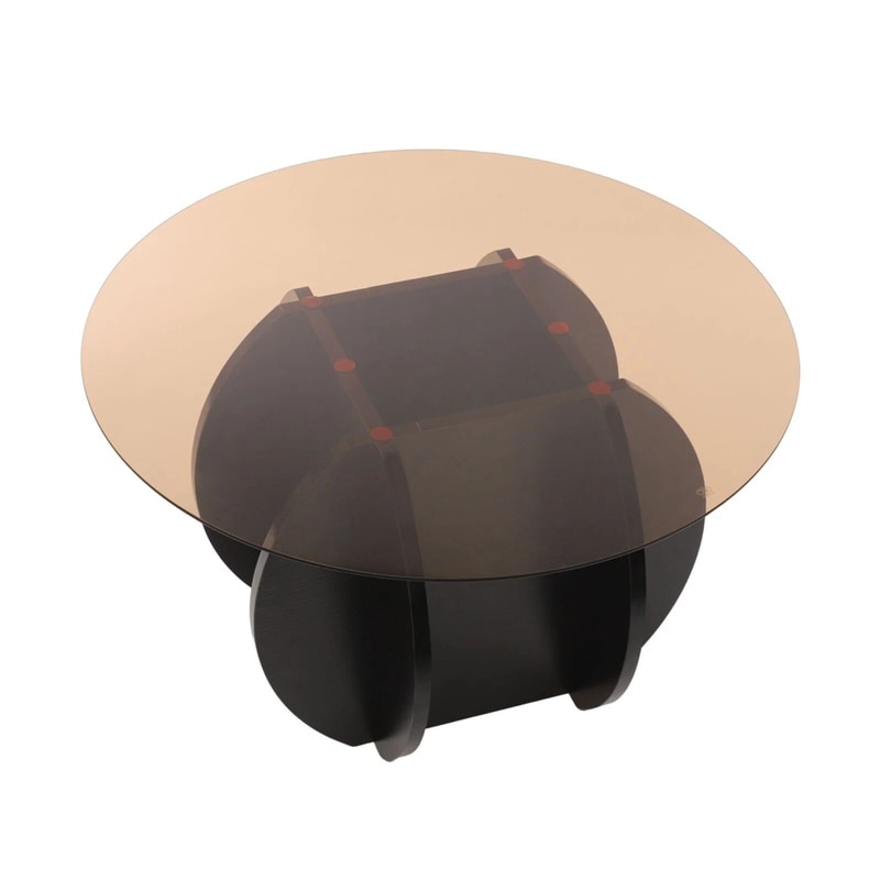 Unique Circle Center Table With Wood Base Round Glass Tabletop Coffee 4