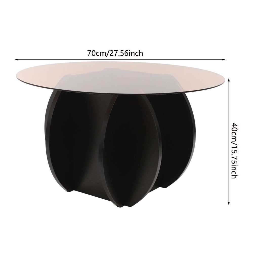 Unique Circle Center Table With Wood Base Round Glass Tabletop Coffee 5
