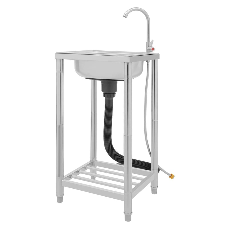 Stainless Steel Kitchen Sink WFaucet Free Standing Single Bowl Sink 5