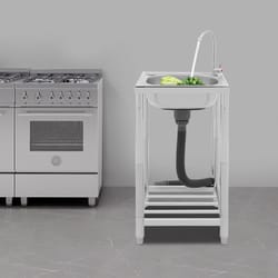 stainless steel kitchen sink w/faucet, free standing single bowl sink