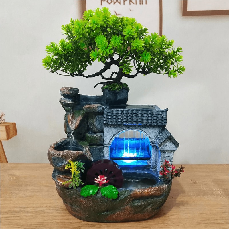 Mini Waterfall Indoor Desktop Water Fountain Tabletop Rockery Fountain Ornament 1