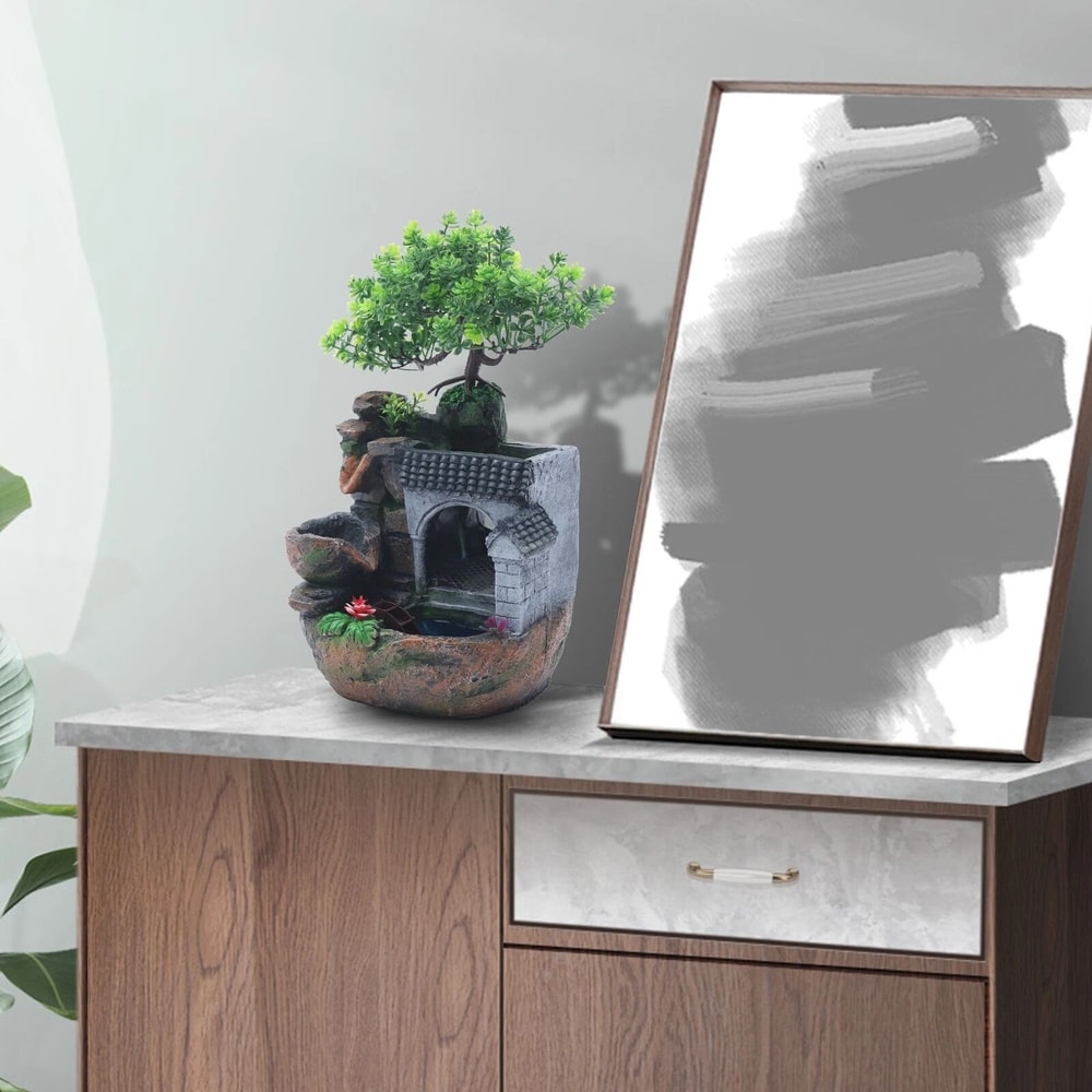 Mini Waterfall Indoor Desktop Water Fountain Tabletop Rockery Fountain Ornament 5