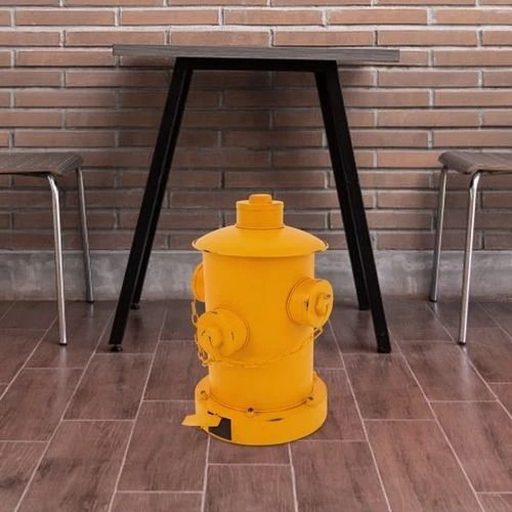 Pedal Trash Can For IndoorOutdoor Use Retro Fire Hydrant Design Yellow 6