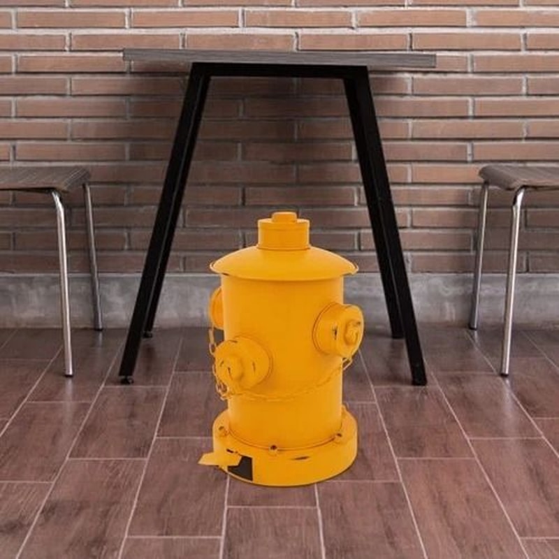 Pedal Trash Can For IndoorOutdoor Use Retro Fire Hydrant Design Yellow 6