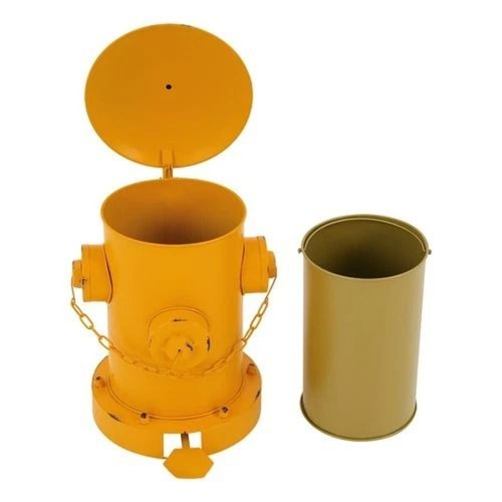 Pedal Trash Can For IndoorOutdoor Use Retro Fire Hydrant Design Yellow 9