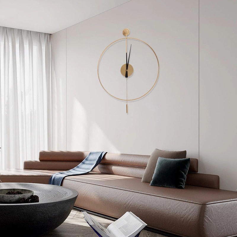 Hollow Design WallMounted Clock With Pendulum Gold Gift 1