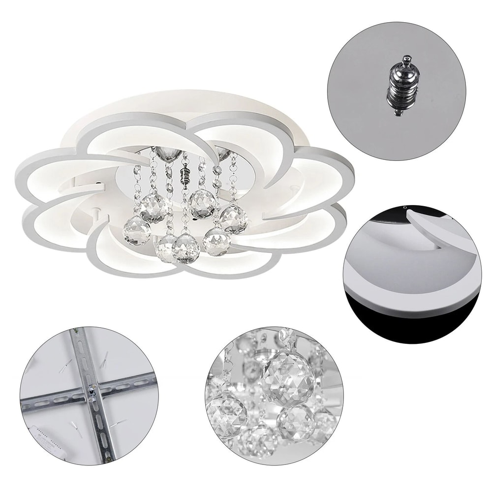Crystal Flower Shaped Chandelier Lamp Fixture Modern Acrylic LED Ceiling Light 5
