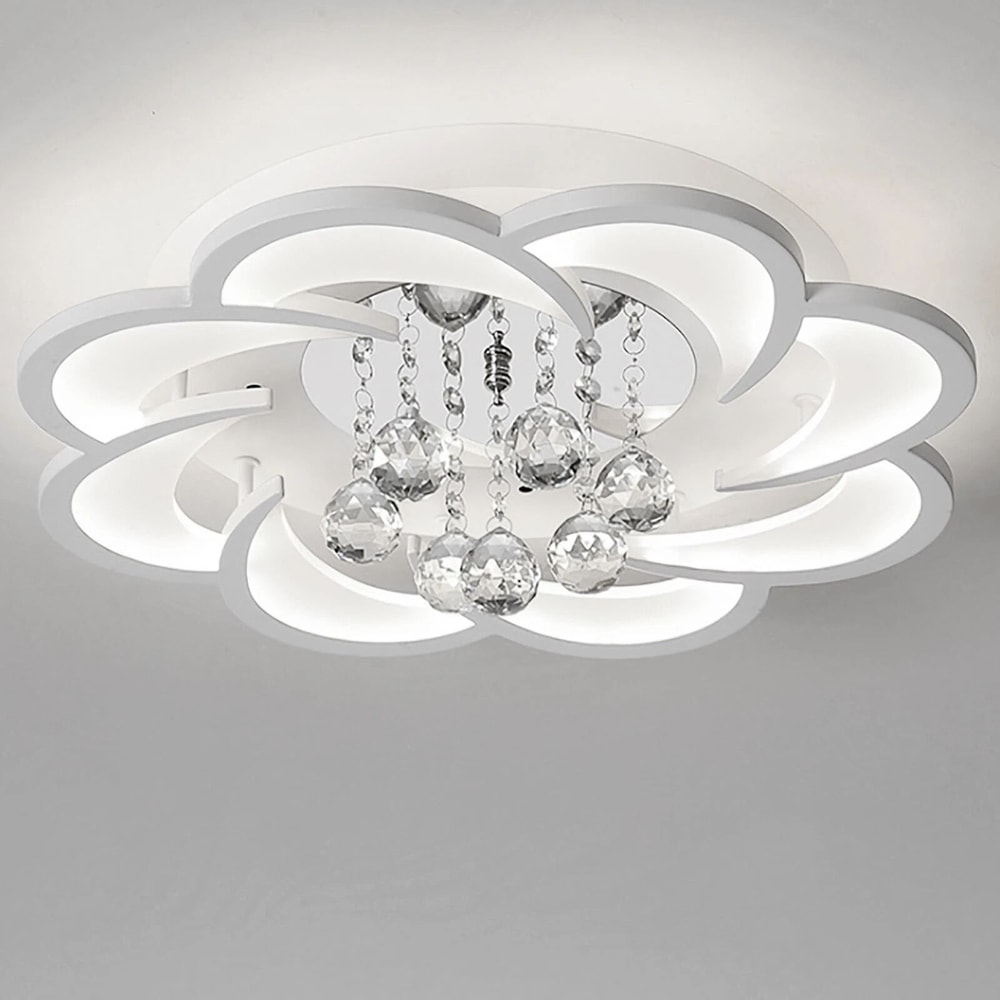 Crystal Flower Shaped Chandelier Lamp Fixture Modern Acrylic LED Ceiling Light 8