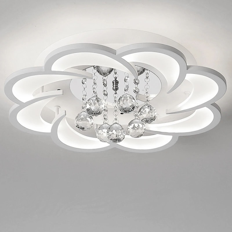 Crystal Flower Shaped Chandelier Lamp Fixture Modern Acrylic LED Ceiling Light 8