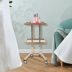 stainless steel 2 tier gold beauty salon spa rolling cart, foldable tray trolley