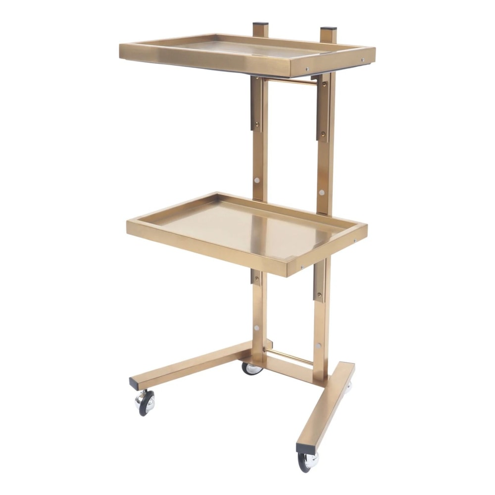 Stainless Steel 2 Tier Gold Beauty Salon SPA Rolling Cart Foldable Tray Trolley 5