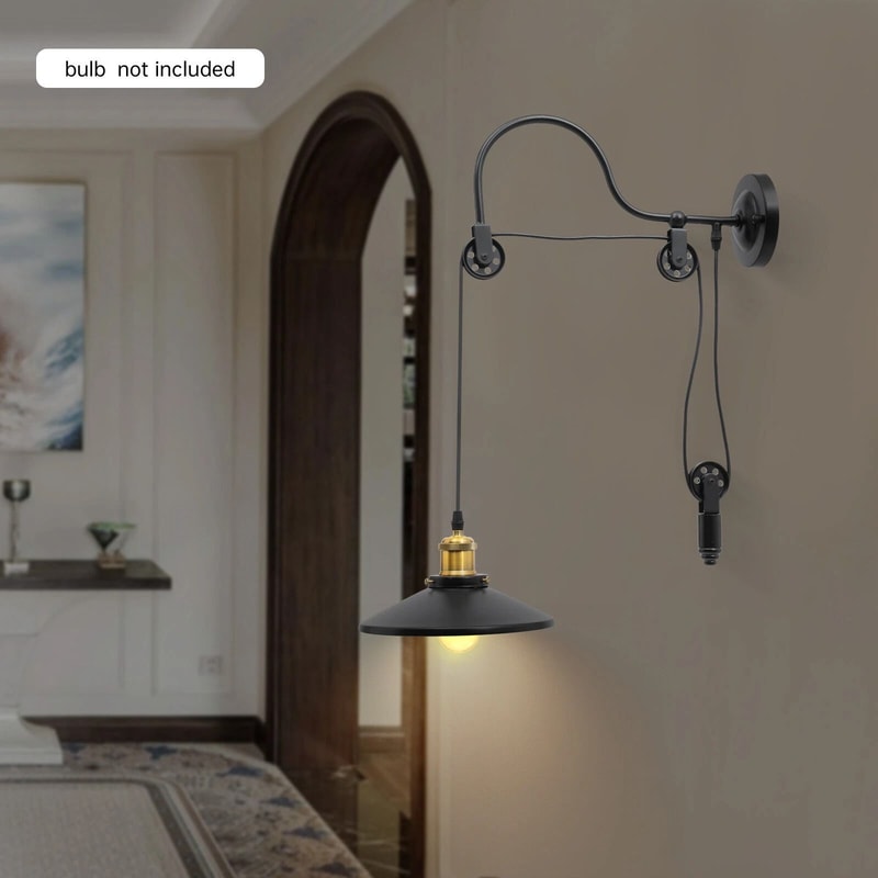 Pulley Metal Wall Fixture Vintage Industrial Gooseneck Wall Light Lamp 0