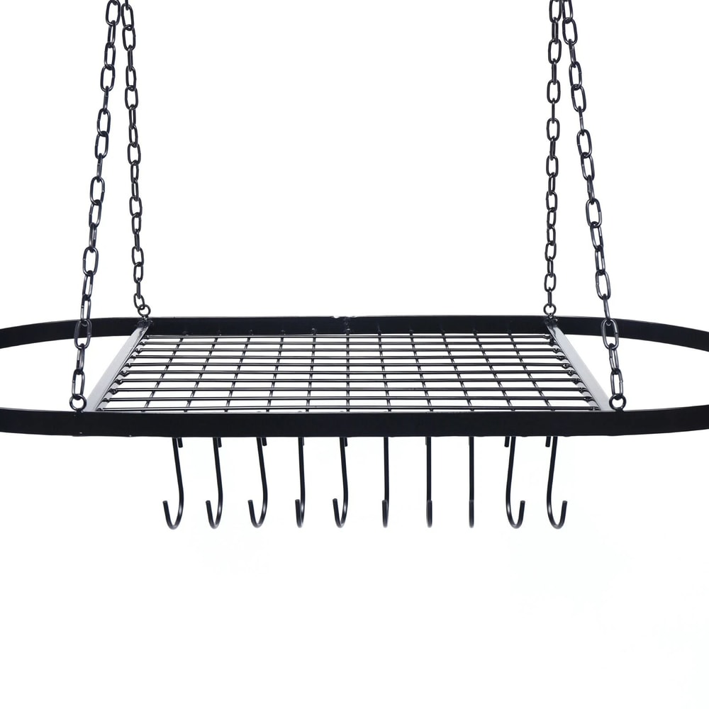Oval Pot And Pan Rack For Ceiling Wall Mounted Storage With Hooks 8