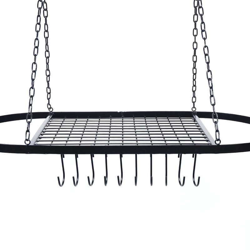 Oval Pot And Pan Rack For Ceiling Wall Mounted Storage With Hooks 8