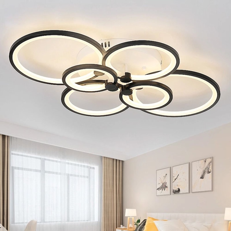Acrylic Pendant Lamp 6 Heads Modern LED Ceiling Light Fixture Black 0