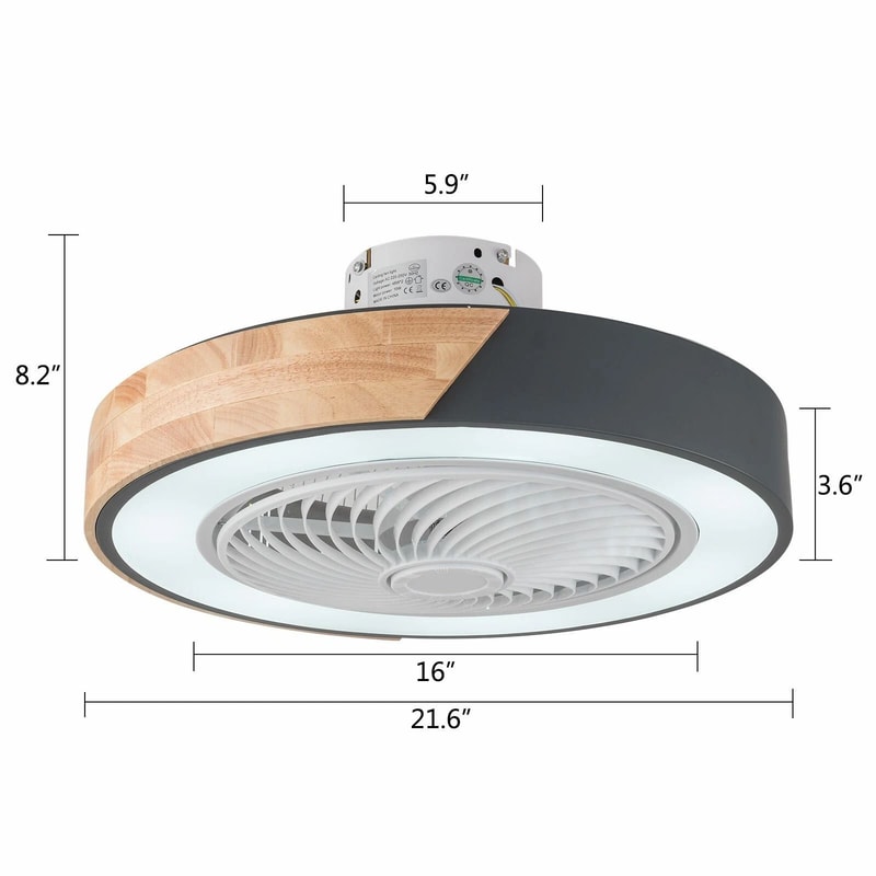 Flush Mount Ceiling Fan With Remote Modern LED Light Dimmable Chandelier 3