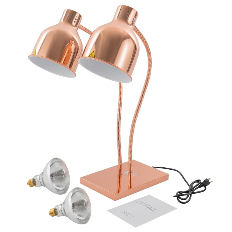2Head Food Warming Lamp Gold Tabletop Food Insulation Lamp Food Warmer 8