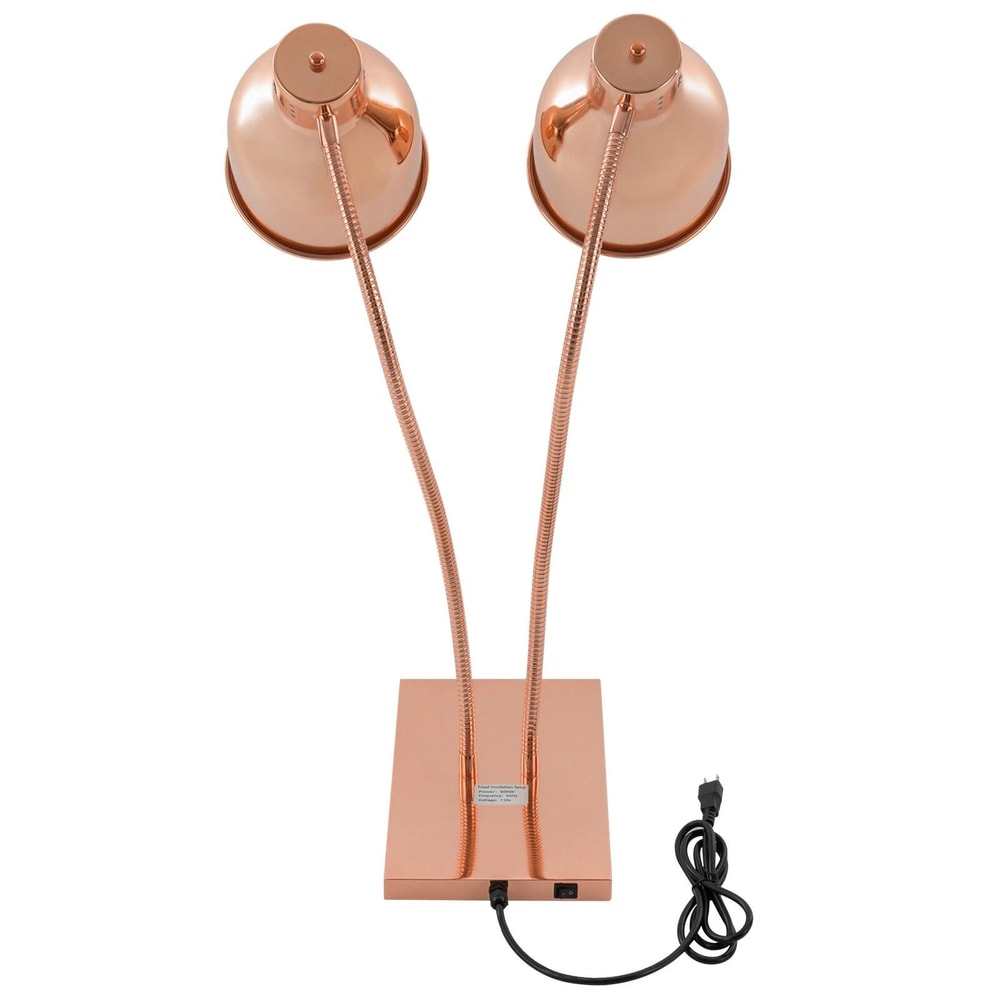 2Head Food Warming Lamp Gold Tabletop Food Insulation Lamp Food Warmer 9