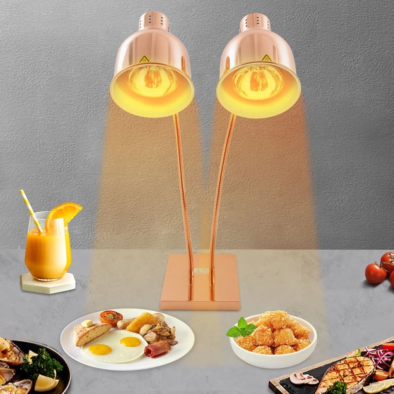 2Head Food Warming Lamp Gold Tabletop Food Insulation Lamp Food Warmer 2