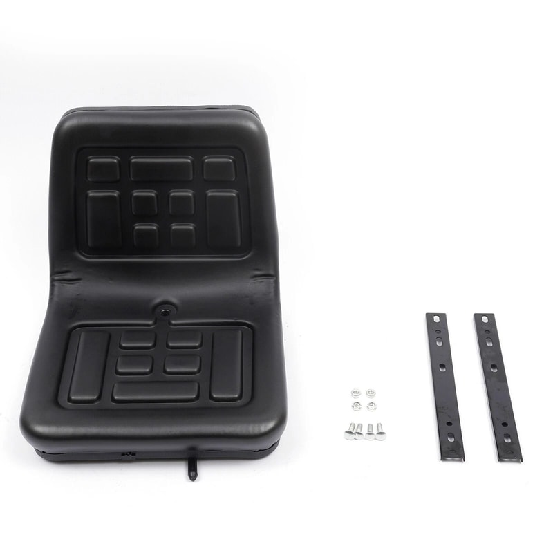 Black Tractor Seat With Brackets For Mower Dumper Digger Universal Compact Fit 4