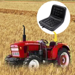 black tractor seat with brackets for mower, dumper digger, universal compact fit