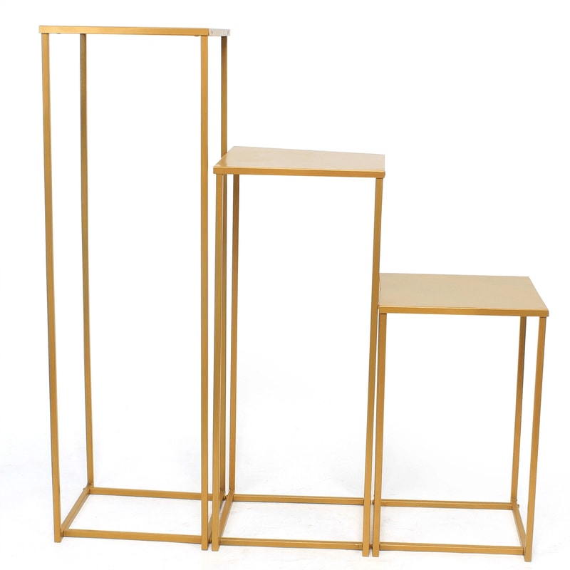 Elegant Gold Wedding Flower Stand Set Plating Floral Decor Vase Floor Column Stand 3