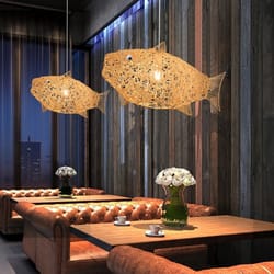 fish shape lantern chandelier, rattan chandelier, hanging ceiling lamp