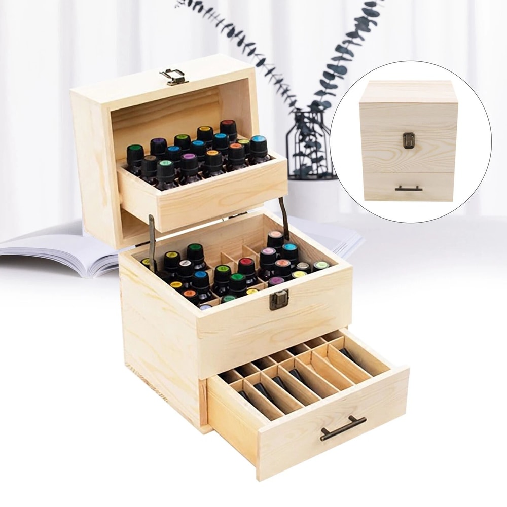 Wooden 3 Tiers Essential Oil Container Organizer Display Case 2
