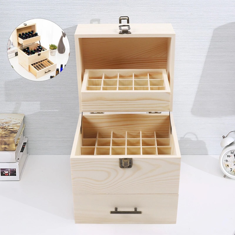Wooden 3 Tiers Essential Oil Container Organizer Display Case 7