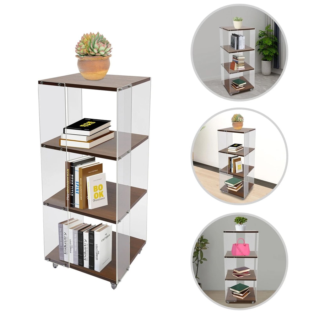 3 Tiers 360 Rotating Display Bookshelf Standing Corner Storage Rack Modern Bookcase 1