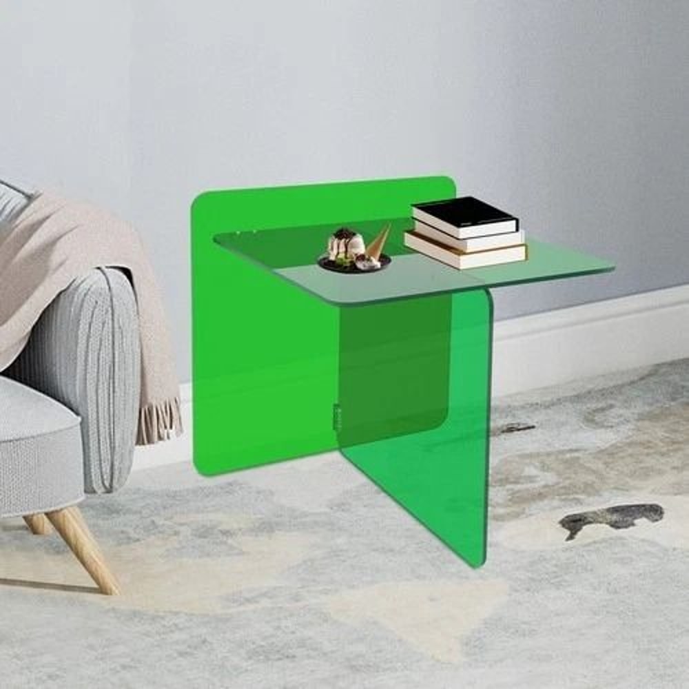 Free Standing Green Modern Bedside Table Acrylic End Table Stylish Side Table For Living Room 1