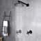 Black Shower Faucet System Combo Rainfall Shower Head Set W Mixer Valve Kit 11