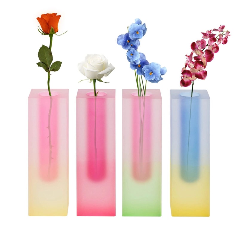 Gradient Color Acrylic Vase For Home Decor Desktop Flower Vase 9