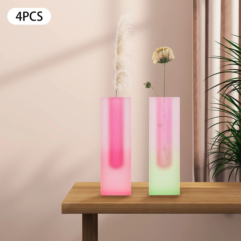 Gradient Color Acrylic Vase For Home Decor Desktop Flower Vase 10
