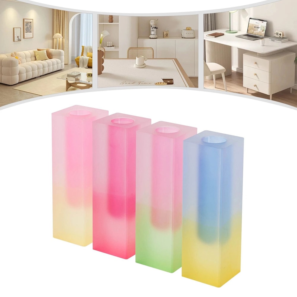 Gradient Color Acrylic Vase For Home Decor Desktop Flower Vase 7