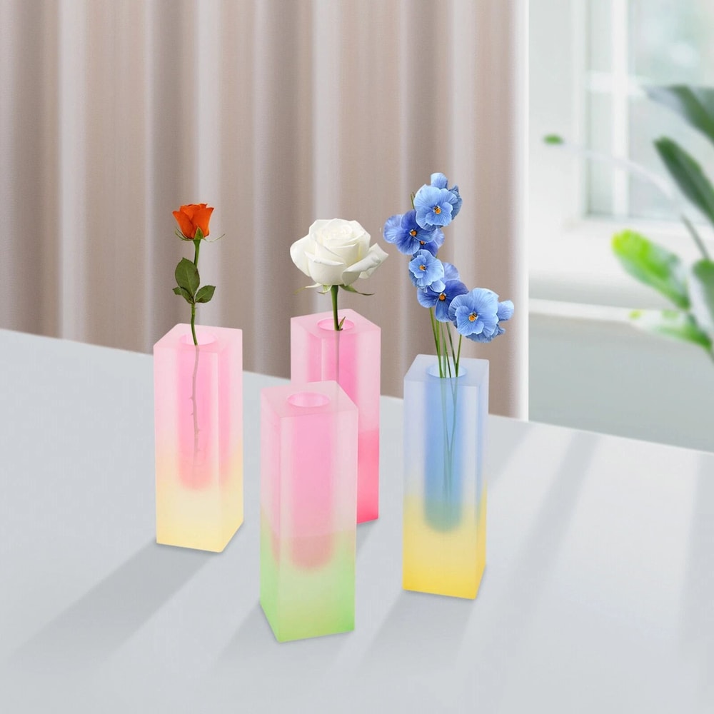 Gradient Color Acrylic Vase For Home Decor Desktop Flower Vase 8