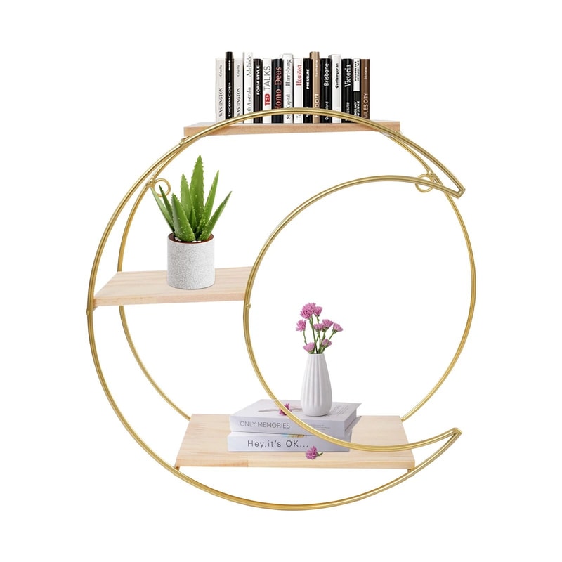 Storage Display Rack 3tier Round Moon Wall Mounted Shelf 7
