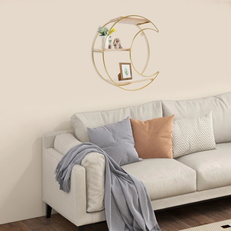 Storage Display Rack 3tier Round Moon Wall Mounted Shelf 0