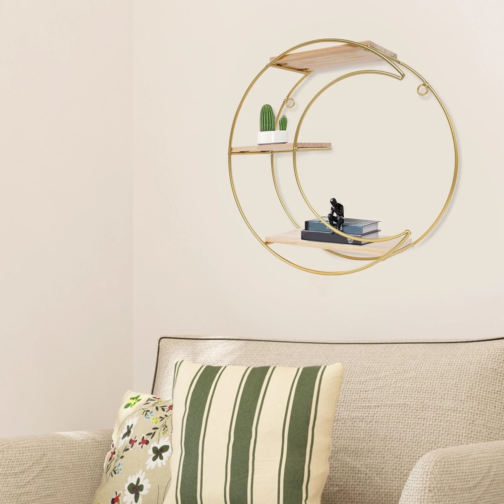 Storage Display Rack 3tier Round Moon Wall Mounted Shelf 10