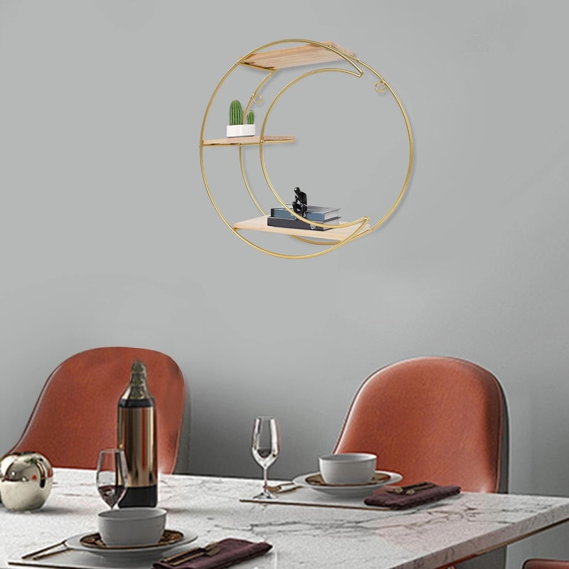 Storage Display Rack 3tier Round Moon Wall Mounted Shelf 9