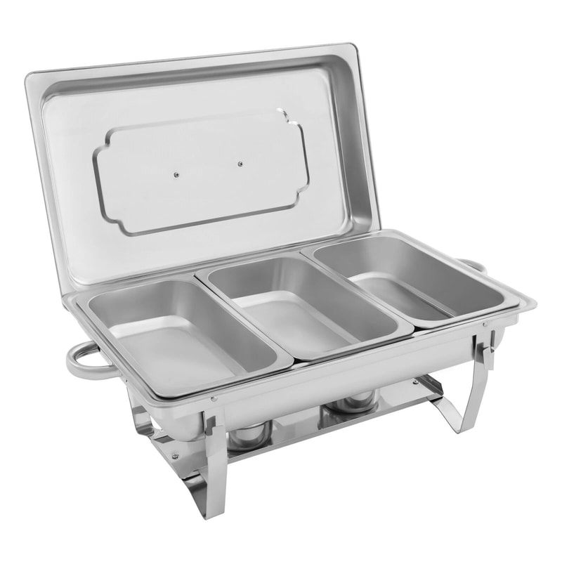 Stainless Steel Buffet Set 3 Pan Food Warmer With Lid Ideal For Catering Events 3