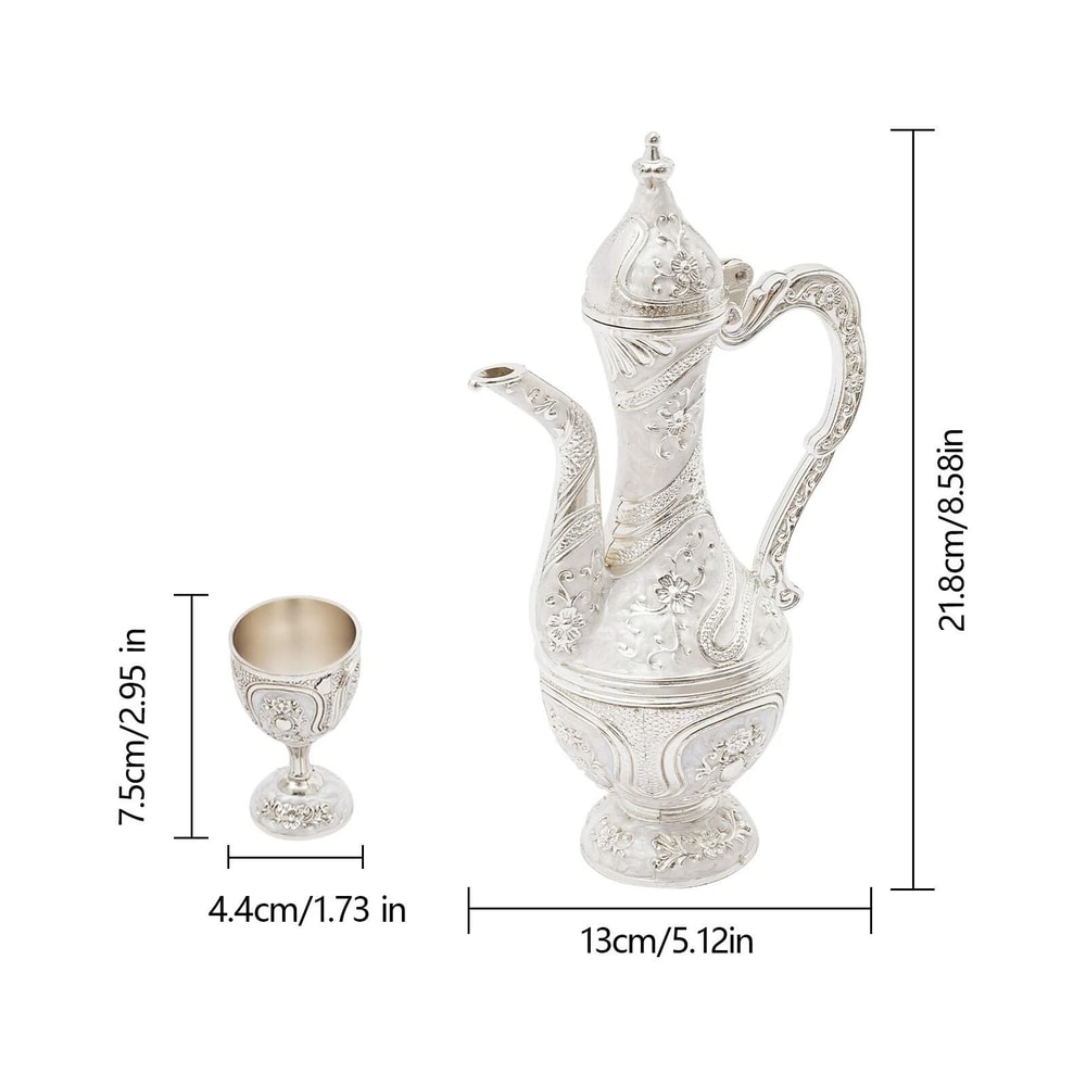 Zinc Alloy Vintage Teapot Set With Tray Cups Tea Coffee Wine Serving Set 11