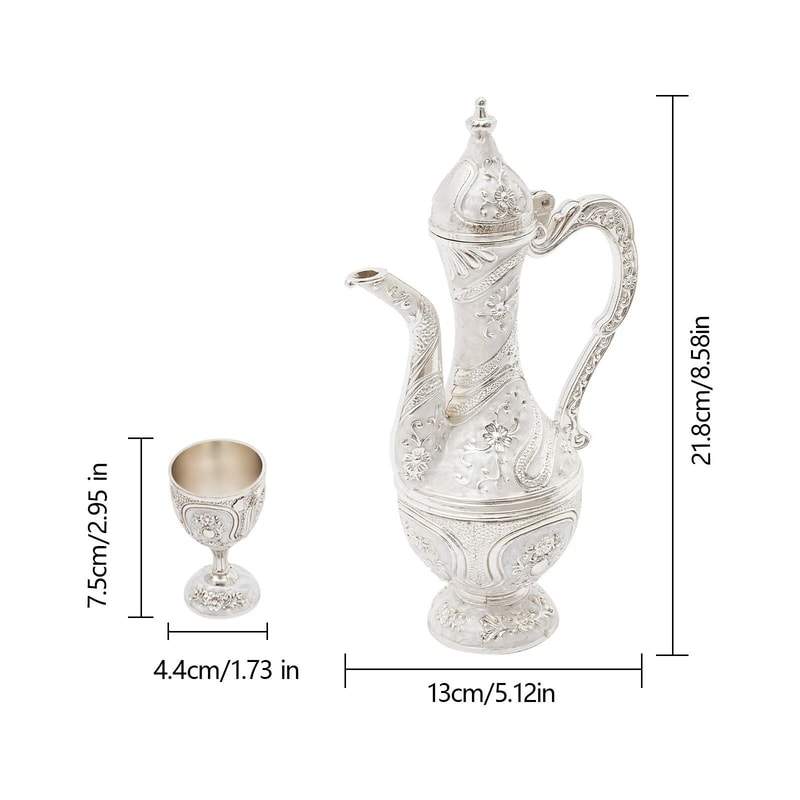 Zinc Alloy Vintage Teapot Set With Tray Cups Tea Coffee Wine Serving Set 11