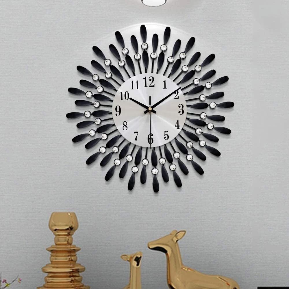 3D Metal Luxury Wall Clock Feather Wall Watch Home Decor For Living Room 8
