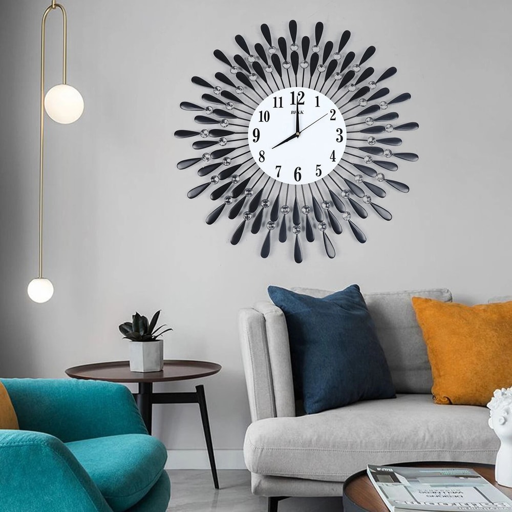 3D Metal Luxury Wall Clock Feather Wall Watch Home Decor For Living Room 9