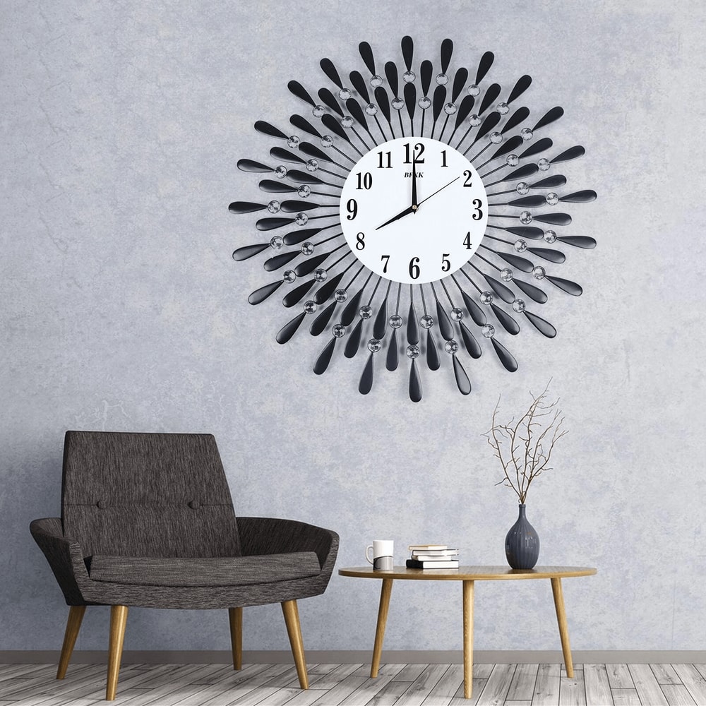 3D Metal Luxury Wall Clock Feather Wall Watch Home Decor For Living Room 11