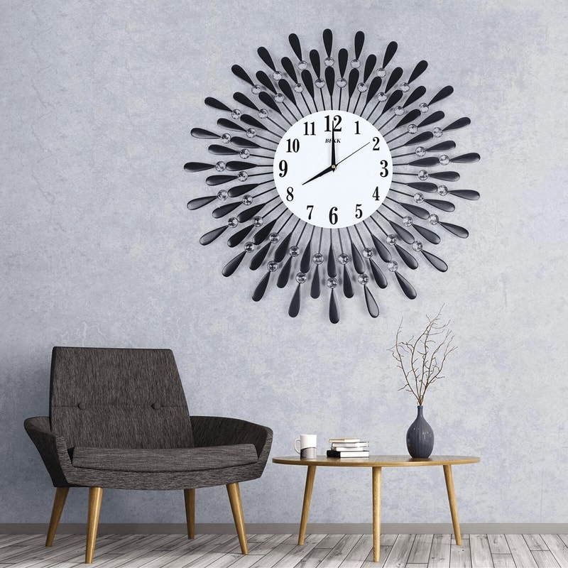 3D Metal Luxury Wall Clock Feather Wall Watch Home Decor For Living Room 11