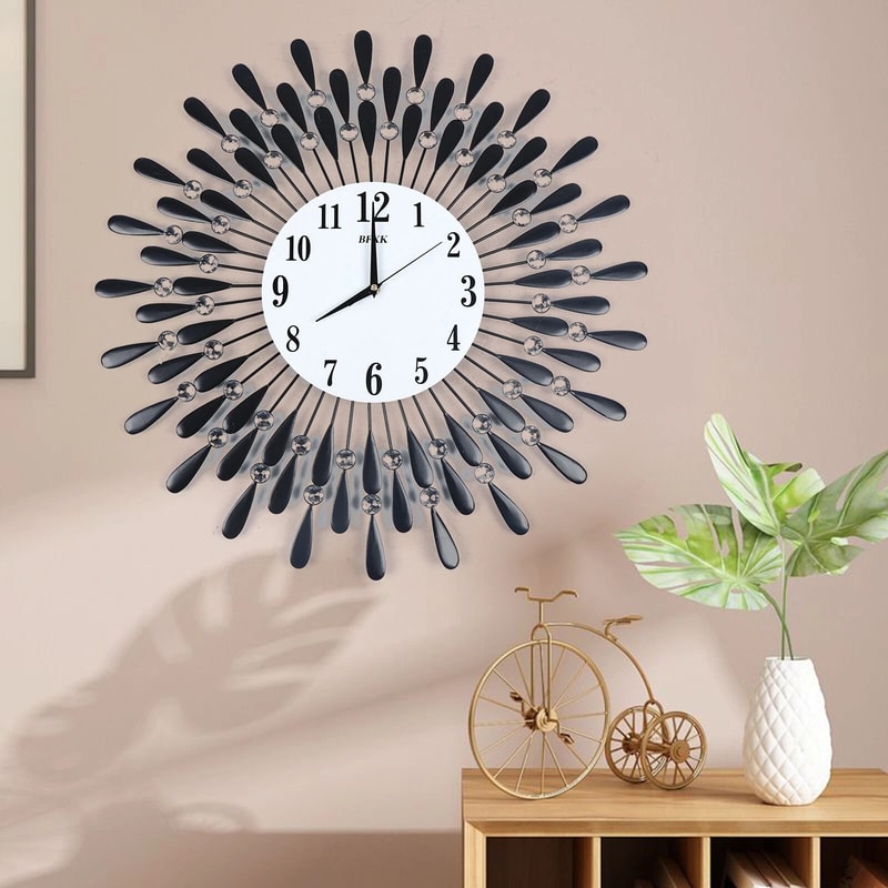 3D Metal Luxury Wall Clock Feather Wall Watch Home Decor For Living Room 6